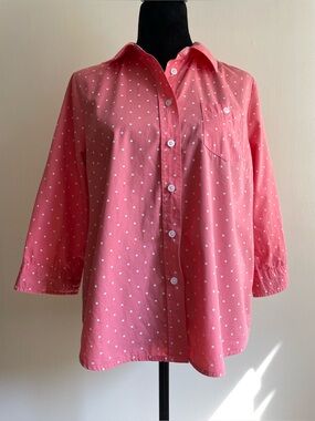 Tradition Petite Pink Polka Dot Cotton Button Front Shirt 10P